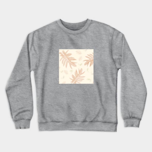 Autumn fall tan brown on cream tropical palm leaves Crewneck Sweatshirt by PrintedDreams